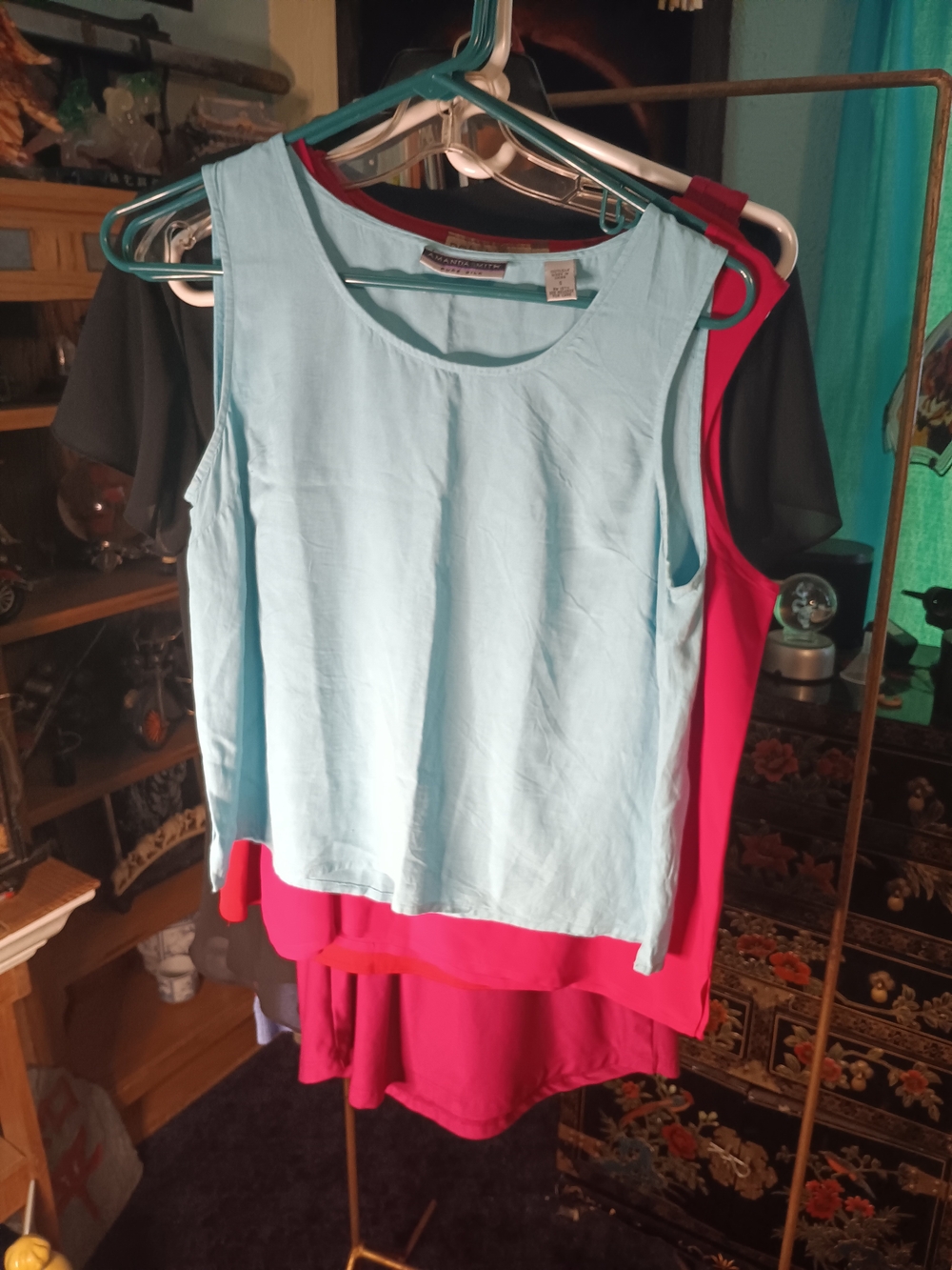 Amanda Smith Light Blue & Hot Pink Sleeveless Tank Tops - Layered Set